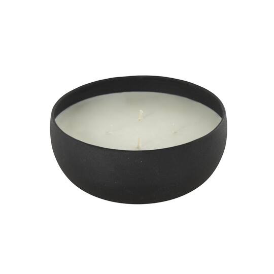 7" Black 4-Wick Metal Eucalyptus Spa Scented & Textured Candle with White Wax